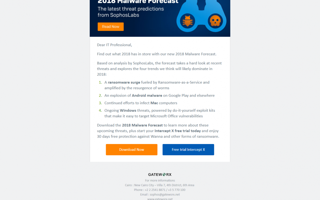 Sophos Malware Forecast Mailer