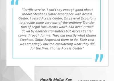 Clients Testimonials Access Centre